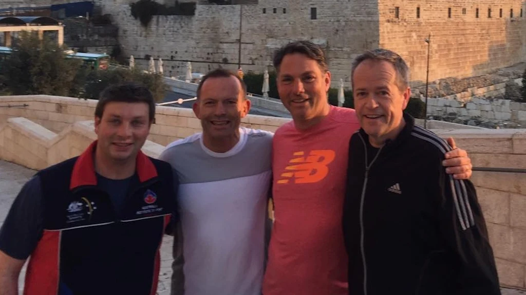 Labor's Bill Shorten & Richard Marles with Liberals Tony Abbott & Tim Smith